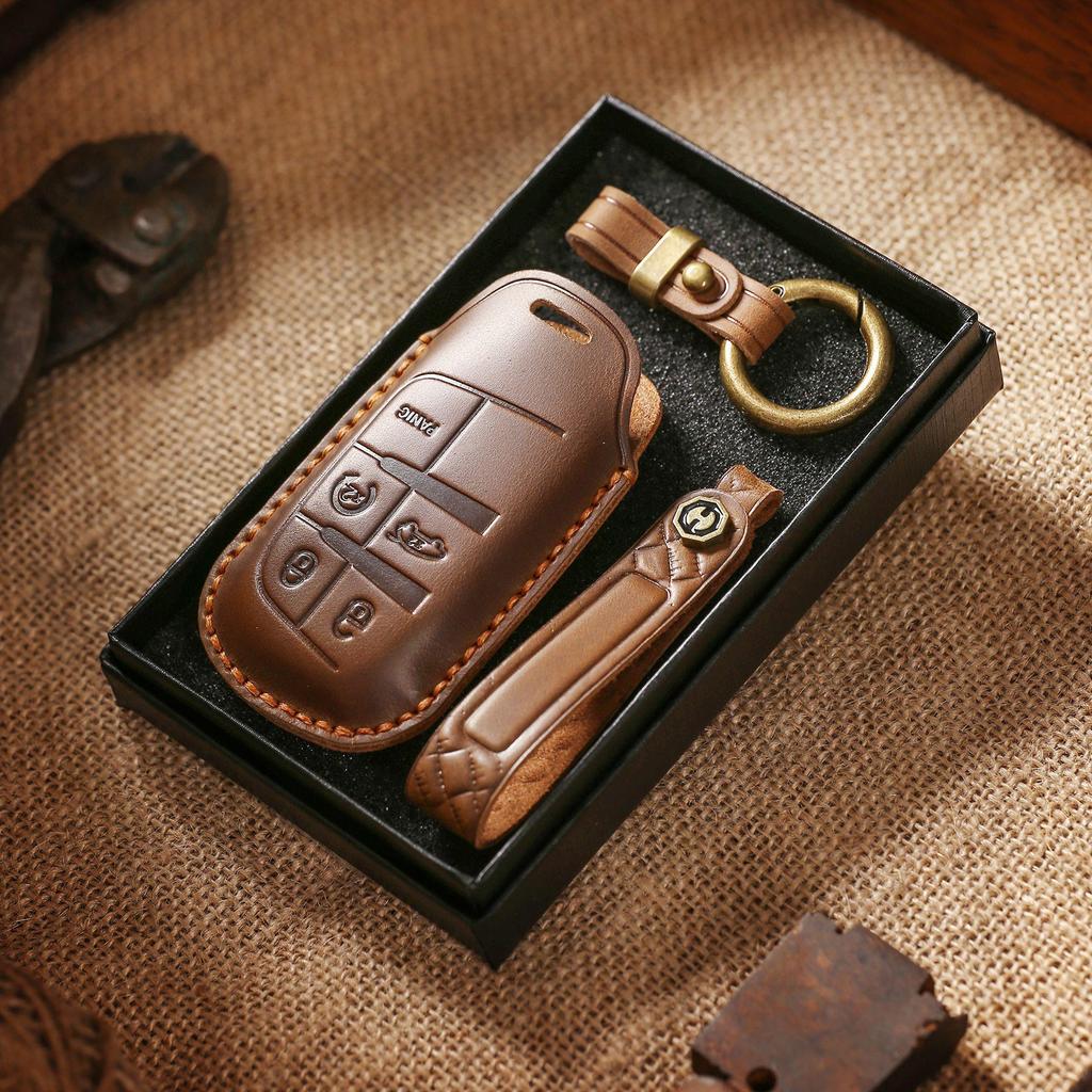 Винтажный кожаный чехол для ключей для Jeep Grand Commander