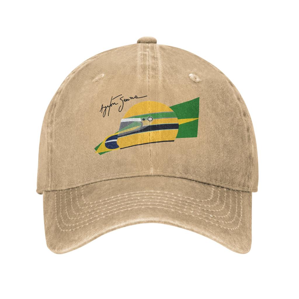 Винтажная бейсболка Ayrton Senna Brazil Helmet для мужчин и женщин, из потертого денима, солнцезащитная, для путешествий, на все сезоны, мягкая шапка