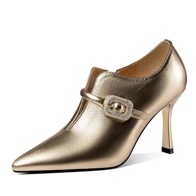 Женские туфли-лодочки, новые модные высококачественные ботильоны на шпильке, осенне-весенние повседневные туфли из лакированной кожи на высоком каблуке для женщин