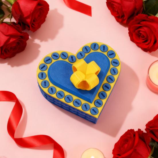 Love Heart Annoying Gift Box with Screws 3D Printed Christmas Puzzle Present Box Prank Case Home Office Desktop Decoration Ornament Joke Gag Gift