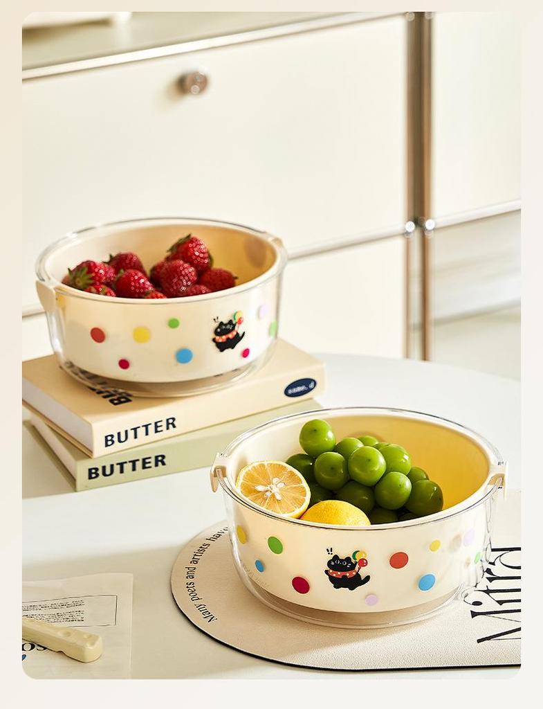 Двухслойная дренажная корзина и фруктовница пищевого качества - Овощемойка, Фруктовница, Контейнер для хранения орехов и закусок