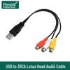 USB to 3RCA Female Audio/Video Cable for Set-Top Box