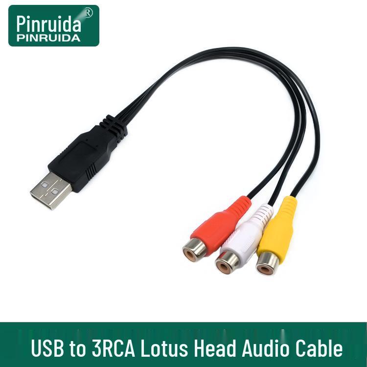 USB to 3RCA Female Audio/Video Cable for Set-Top Box
