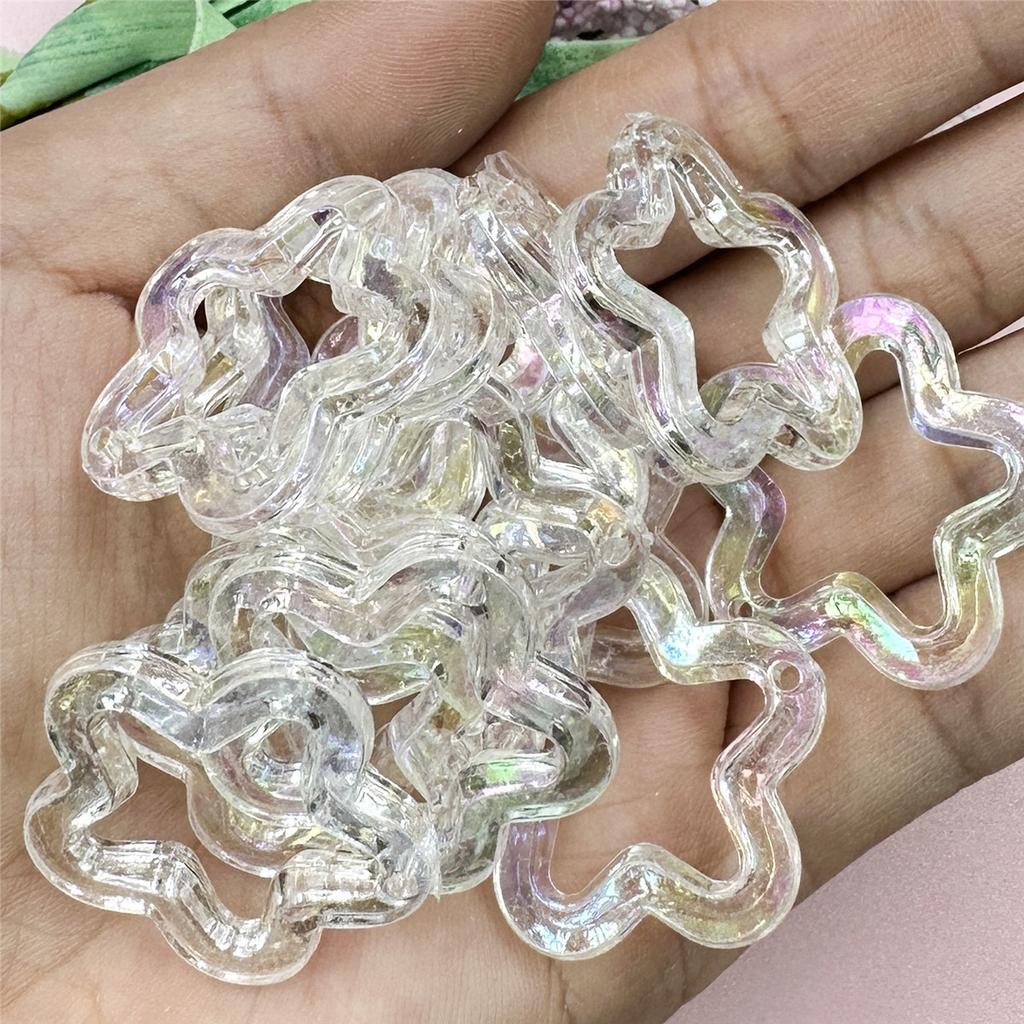 Бусины-пентаграммы, ожерелье «сделай сам», материал из бисера, 29,6 мм, ювелирные аксессуары, акрил, 20 шт., модные бусины со звездами, лазерные выдолбленные