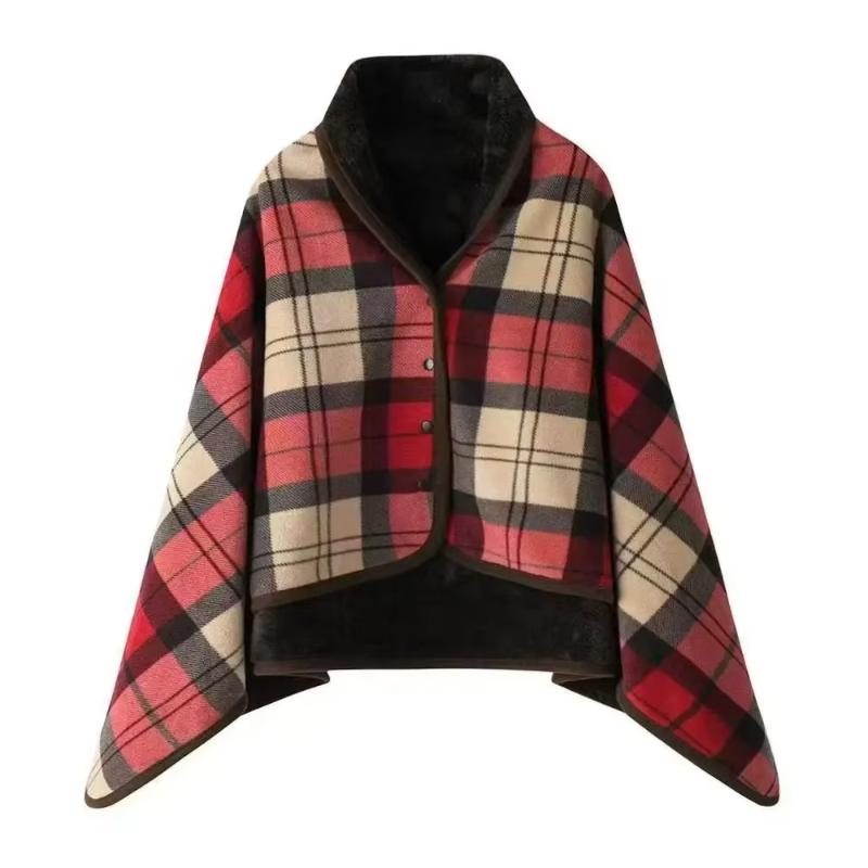 Flannel Wearable Blanket Plaid Home Office Chair Lap Blanket Comfy Poncho Throw with Buttons Winter Warm Soft Shawl Blanket