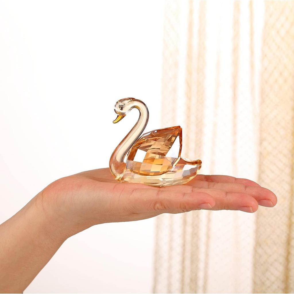 DOJOZ Crystal Swan A Pair Valentines Day Sweet Gifts Sparkle Figurine Collection Paperweight Table Centerpiece Ornament (Blue)