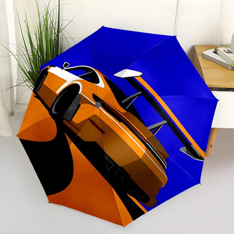 1pc Sports Car Racing Vehicle Automatic Folding Umbrella - Compact 8-Rib Design, Durable Plastic & Iron, Lightweight for Outdoor Daily Use084