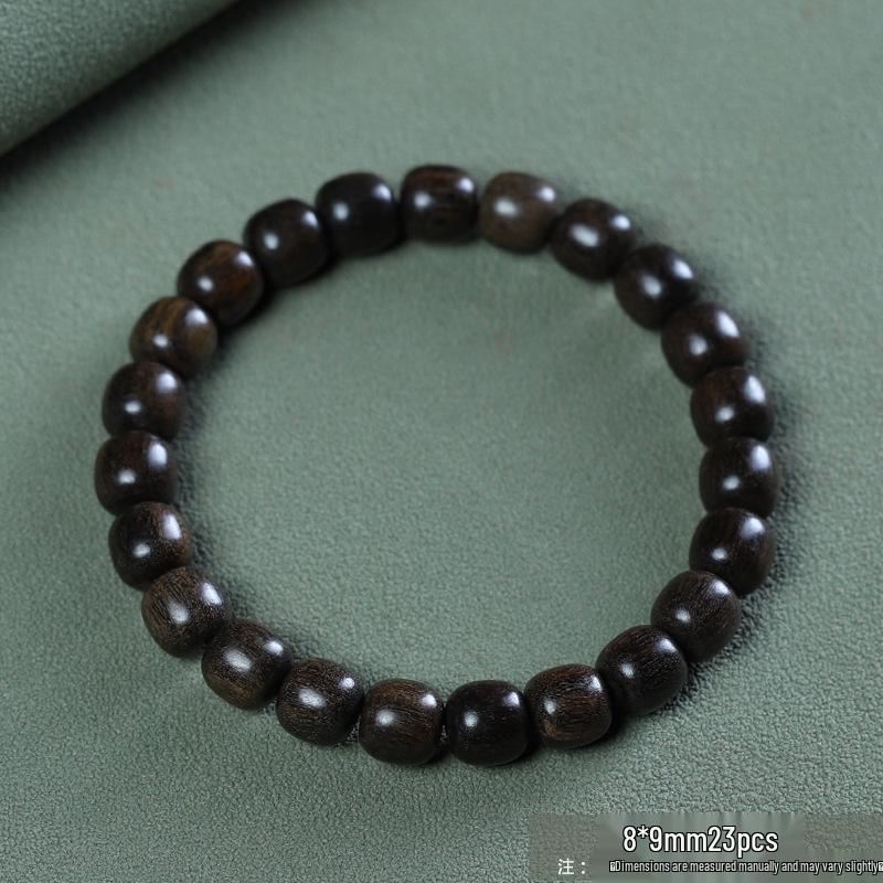 Men's Agarwood Bodhisattva Chess Bracelet: 108 Wooden Prayer Beads, Single Strand 2.0 Design with Small Holes.
