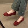 French Bow Silver Single Shoes Women's 2025 New Flat Gentle Grandma Shoes Summer Ladyshoes Candy Ballet Shoes