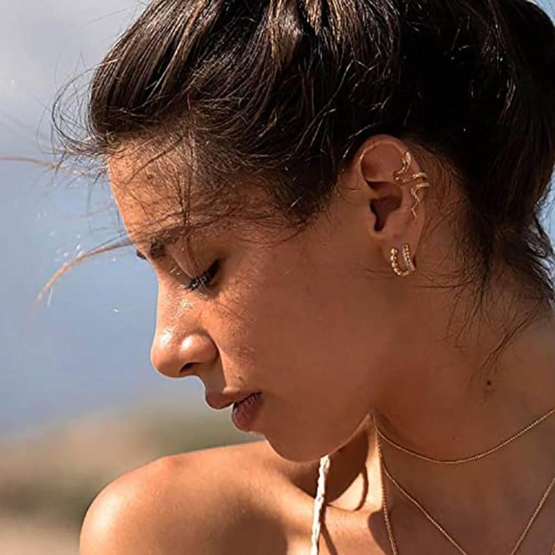 Изящные клипсы-серьги в виде змейки, Личность, Животное, Клипсы для ушей, Ювелирные изделия, Мода, Панк, Серьги-гвоздики, Серьги в форме змеи