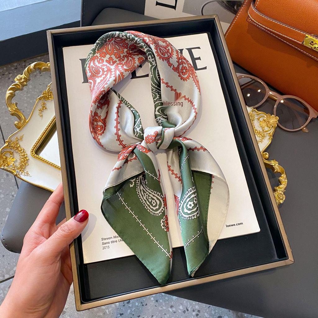 70cm Korean-Style Silk Square Scarf: Fashionable, Versatile Neck Protection and Decorative Accessory