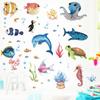 Cartoon Marine Wall Stickers for Kids Room Bathroom Tile Decals Octopus Sea Turtle Fish Decals Home Decoration