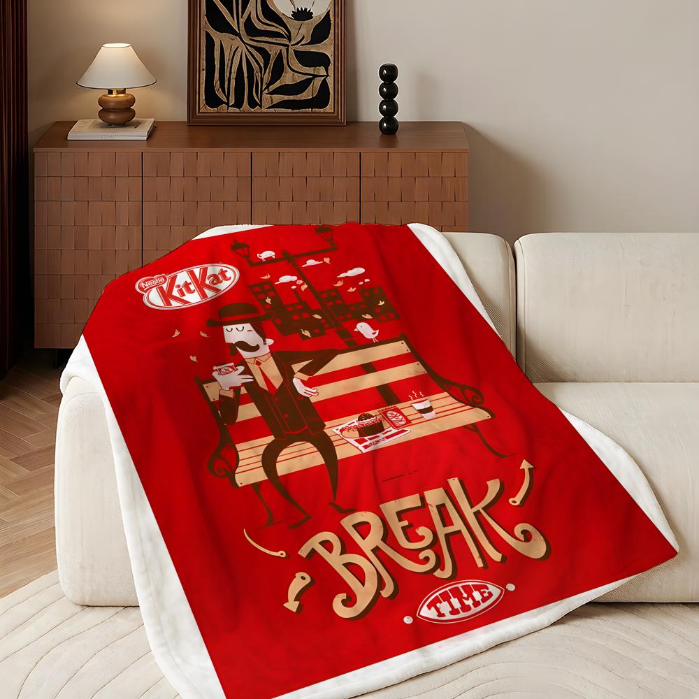 Еда K-KitKat Плед из фланели, легкий, уютный, прочный, моющийся, милый, классный