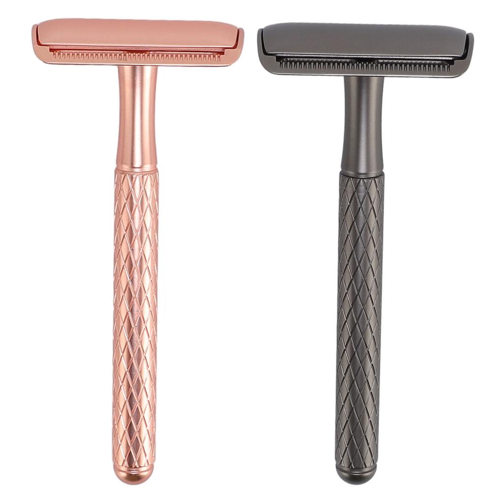 Двусторонний инструмент для бритья Ручной Сплав Нескользящая Длинная Ручка Безопасный Инструмент для Бритья со Сменными Лезвиями для