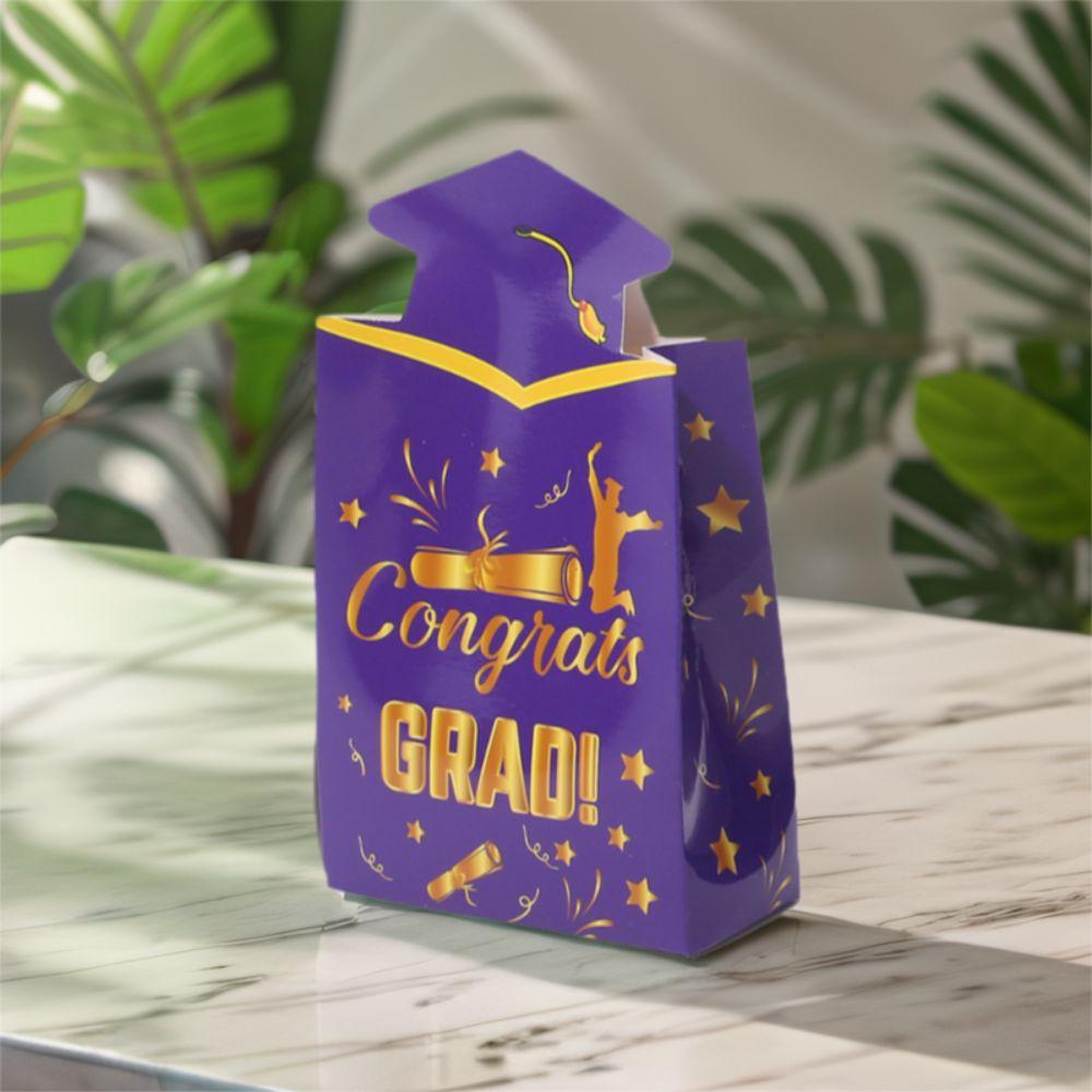 20 шт. Элегантная коробка-шляпа для выпускника с надписью Congrats Grad, бумажный материал, праздничный мешок для конфет и подарков, уникальная коробка-шляпа доктора, церемония вручения дипломов