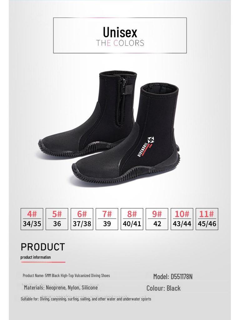 DIVE&SAIL 5MM высокие нескользящие ботинки для дайвинга для серфинга и изучения рек