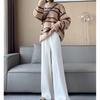 Women's Autumn and Winter Knitted Wide Leg High Waisted Pure Colour Pants