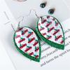 Double-Sided Sequin Christmas Tree & Car Leather Leaf Earrings