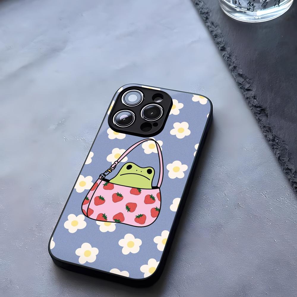 Мультяшная Милая Лягушка Чехол для Телефона Закаленное Стекло Для IPhone 17 13 14 16 12 15 11 Pro Max Plus Mini X XR SE2020 Coque