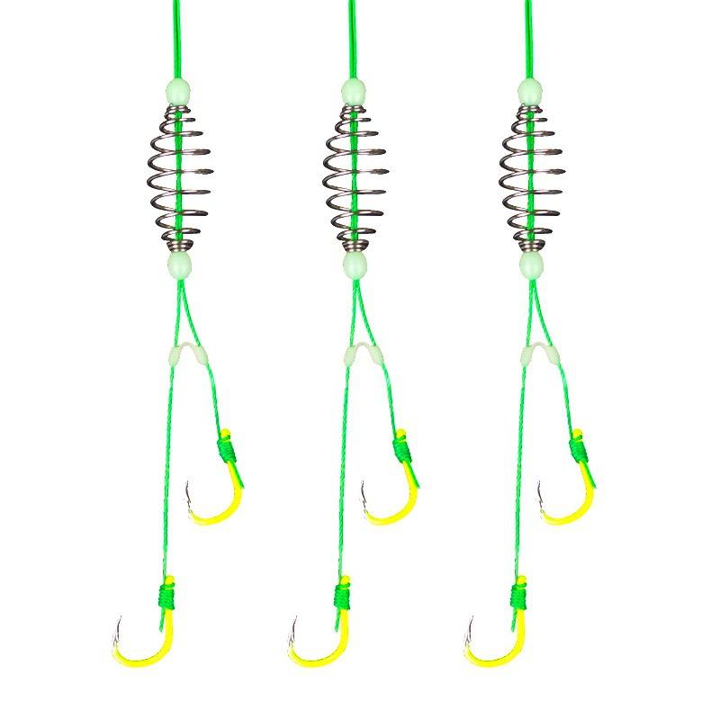 5pcs/set Fluorescent Green Strong Sharp Spring Hooks High Carbon Steel Fishing Hook for Saltwater Freshwater Fishing 8# -13#