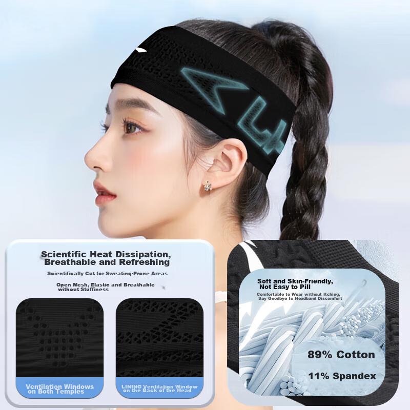 Li-Ning Sports Headband for Women, Sweat-Absorbing Headband for Running, Hair Tie, Head Wrap, Yoga And Fitness Headband