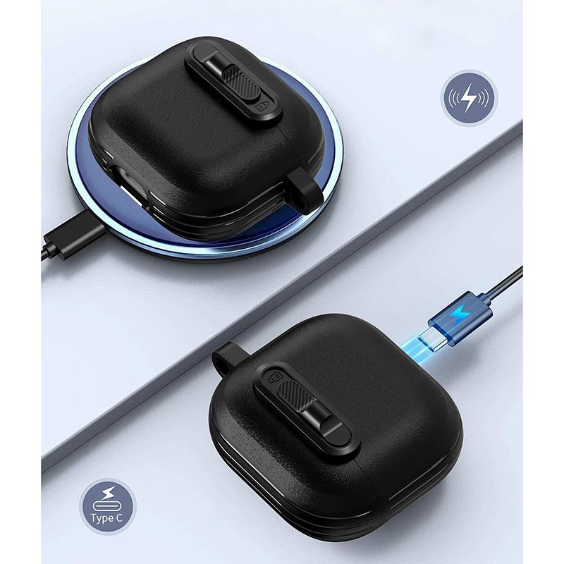 Horizontal Switch Locking Headphone Case For Airpods 4 Pro 2 3 2and1Headphone Tpu+pc Drop-proof headphone case with a hook