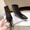 Туфли на высоком каблуке Ботинки с острым носком Черные ботильоны Модные ботильоны на тонком каблуке Ретро женская обувь Женские ботинки