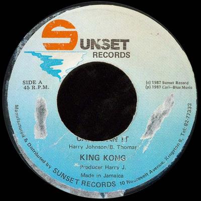 7-дюймовая пластинка KING KONG Cant Tan It NONE Sunset Records 1987 Ямайка Регги Ска Даб Б/у
