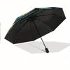Automatic Folding Umbrella Stained glass-style celestial design with planets and a sunburst. Portable collapsible design, casu
