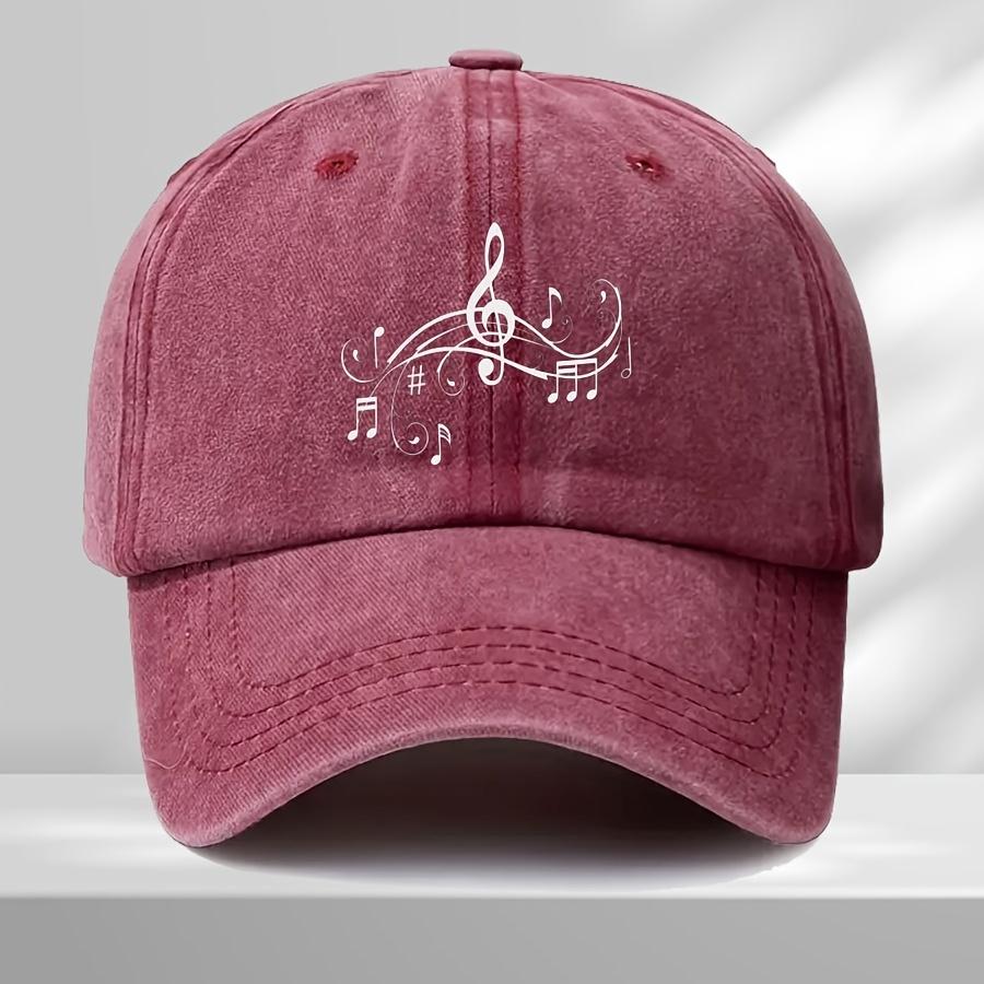 Винтажная Бейсболка Тракер с Музыкальными Нотами Регулируемая Snapback Кепка для Мужчин Женщин Черная с Белым Музыкальным Дизайном