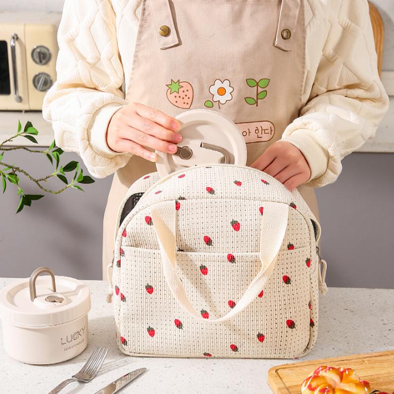 Милые сумки для еды с цветочным принтом, портативная термосумка для ланча, прочная водонепроницаемая офисная сумка-холодильник, термоизолированный чехол для льда, сумка для кемпинга