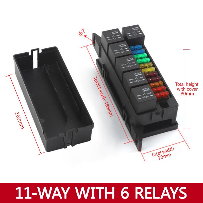 Earu 6-way Fuse Automotive Box with Relay Box Assembly, 12 Way 10 Way 8 Way Modified Circuit Protection Fuse Box