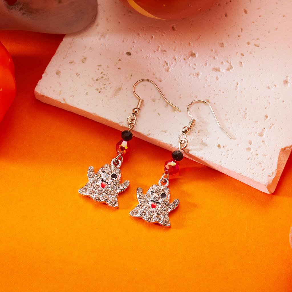 Halloween Costume Jewelry Alloy Earrings With Ghost And Spider Web Design For Men And Women