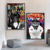 Graffiti Animal Canvas Painting Bulldog Poster with Earphones Hanging Print