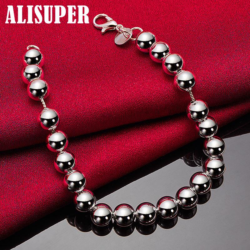 925 Sterling Silver 6mm Ball Bead Chain Bracelet Jewelry