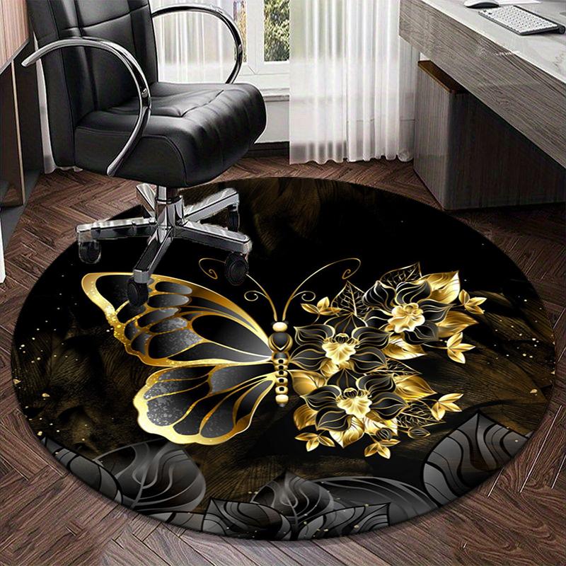 Butterfly Garden Fantasy round carpet Chair cushion Round Entryway Rug, Soft Round Rugs for Living Room, Bedroom, Circle Carpet decor gifts