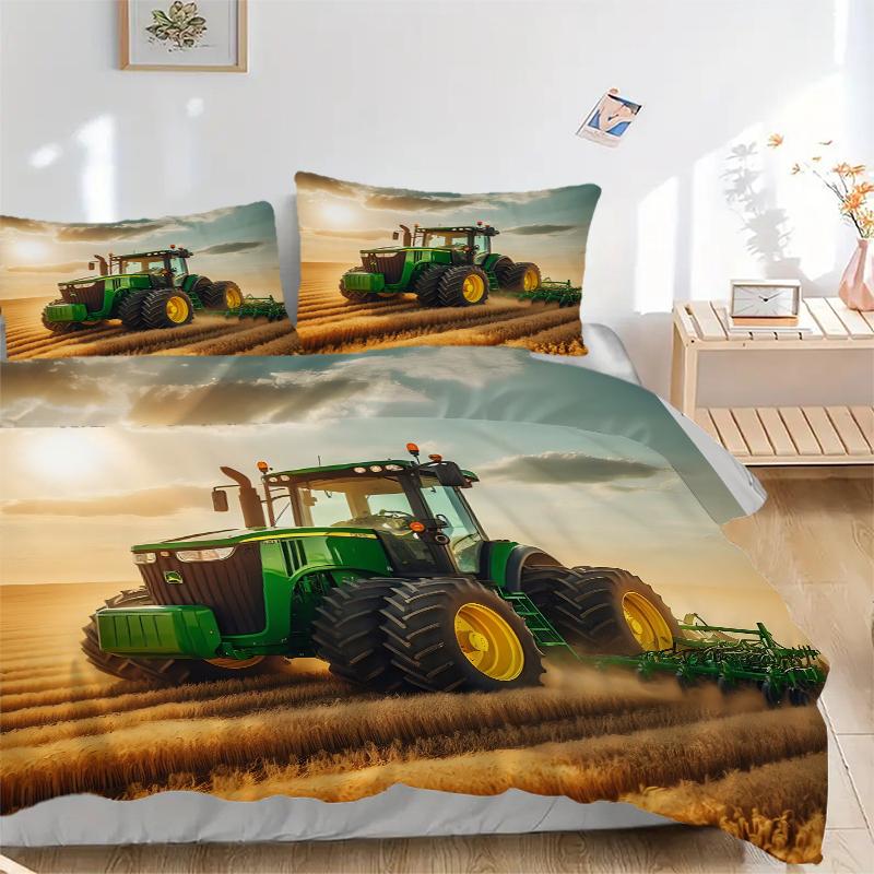 3Pcs Agricultural Tractor Field Bedding Sets For All Sizes New 3D Printed Bed Cover Comforter Duvet Cover Pillowcase Bedroom Decoration