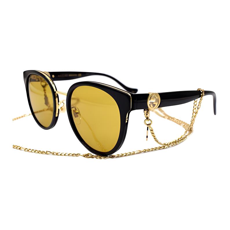 GUCCI Logo Cut-out Holiday Travel Sunglasses Women's Black/Chain Terms