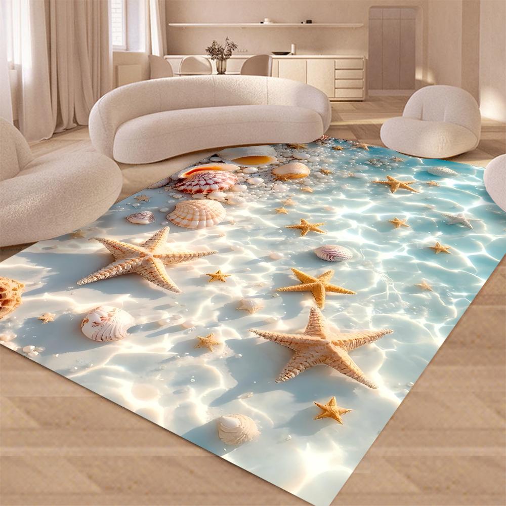 Новая Морская звезда Пляжная ракушка Морская звезда Песок Ковер Коврик для Гостиной Спальни Дома Украшение Дивана, Детский Игровой Нескользящий Напольный Коврик