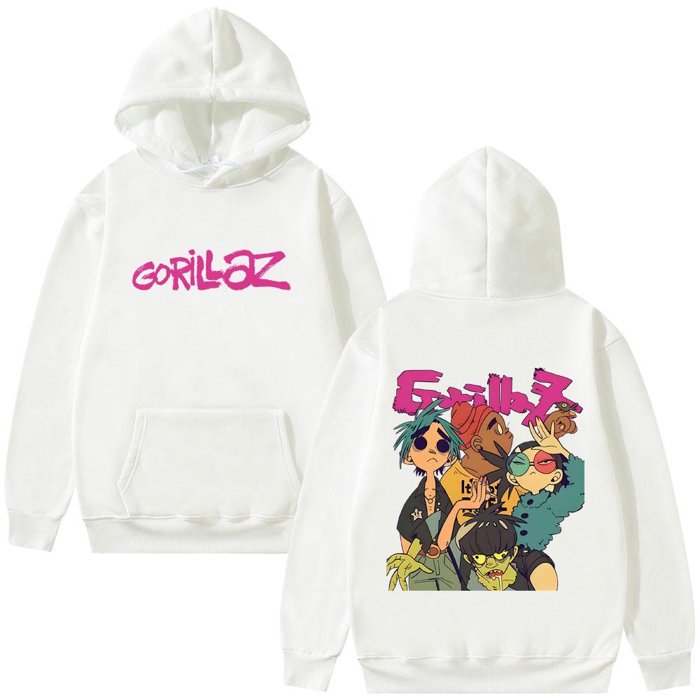 Худи Gorillaz Мужское Женское Хип-Хоп Мода Оверсайз Флисовые Худи Мужская Готика Рок Альтернативная Толстовка с Капюшоном