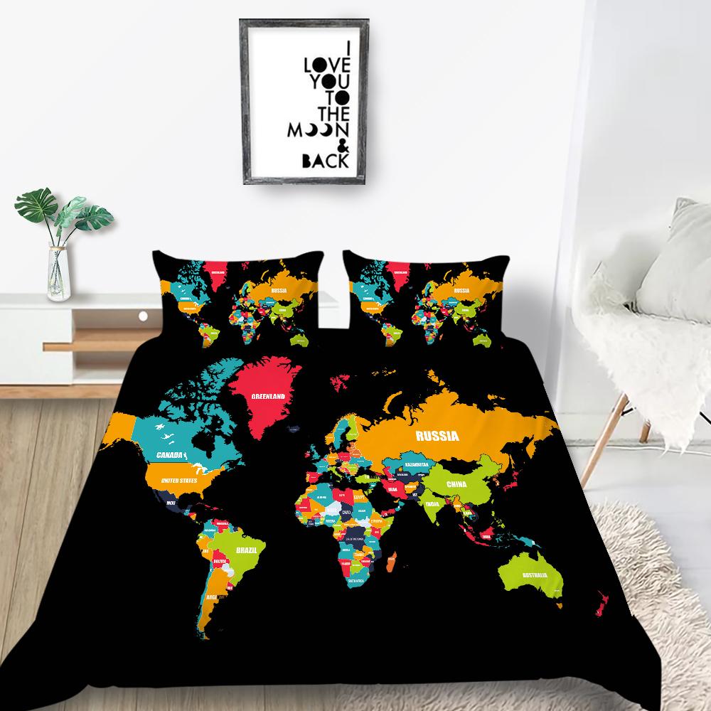 Новая мода Мода Стиль Duver Чехол Набор Уникальный Дизайн Пододеяльник Набор Мальчиков Подростков King Queen Size Роскошные Постельные Принадлежности Костюм Карта Постельные Наборы