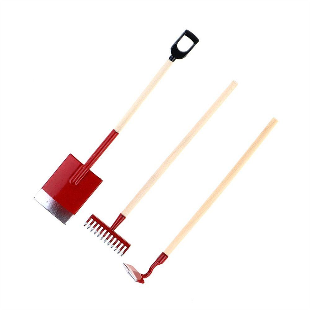 Play Farming Tools Dollhouse Miniature Shovel Hoe and Pitchfork Simulation Shovel Farming Tools
