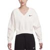 Nike Спортивная одежда Phoenix Fleece Vintage Solid Color Logo Вышитый V-образный вырез Флис Свободная короткая толстовка Женские топы Sail FN3652-133