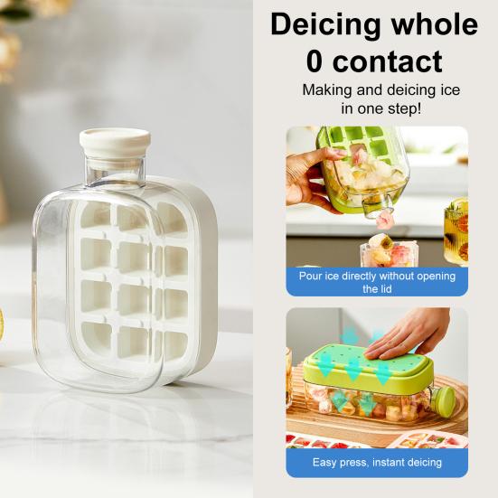 Лоток для льда с крышкой, эффективная форма для приготовления льда для морозильника, легкое извлечение, бесконтактная заливка кубиков льда для напитков, кофе, коктейлей