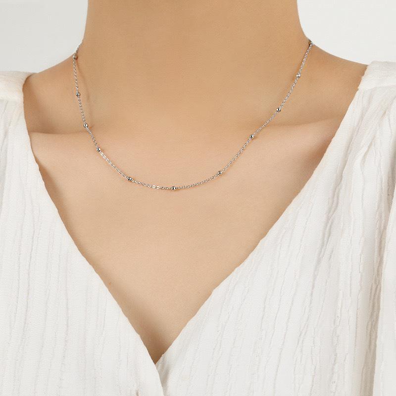 Ожерелье из стерлингового серебра 925 пробы с бусинами - Женская цепочка на ключицу в европейском и американском стиле