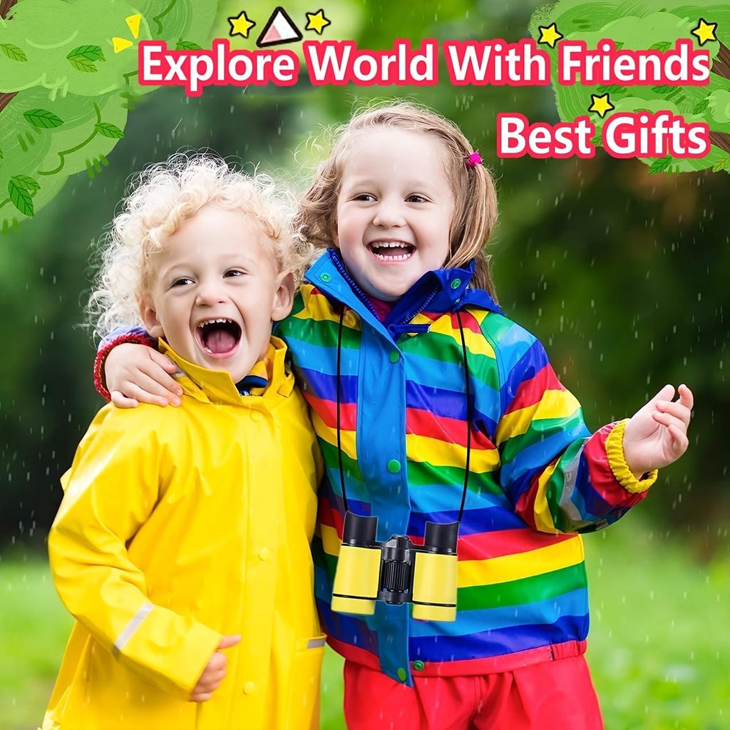 Kids Binoculars Shock Proof Toy Binoculars Set For Boys Girls Bird Watching Educational Learning Hunting Hiking Birthday Presents