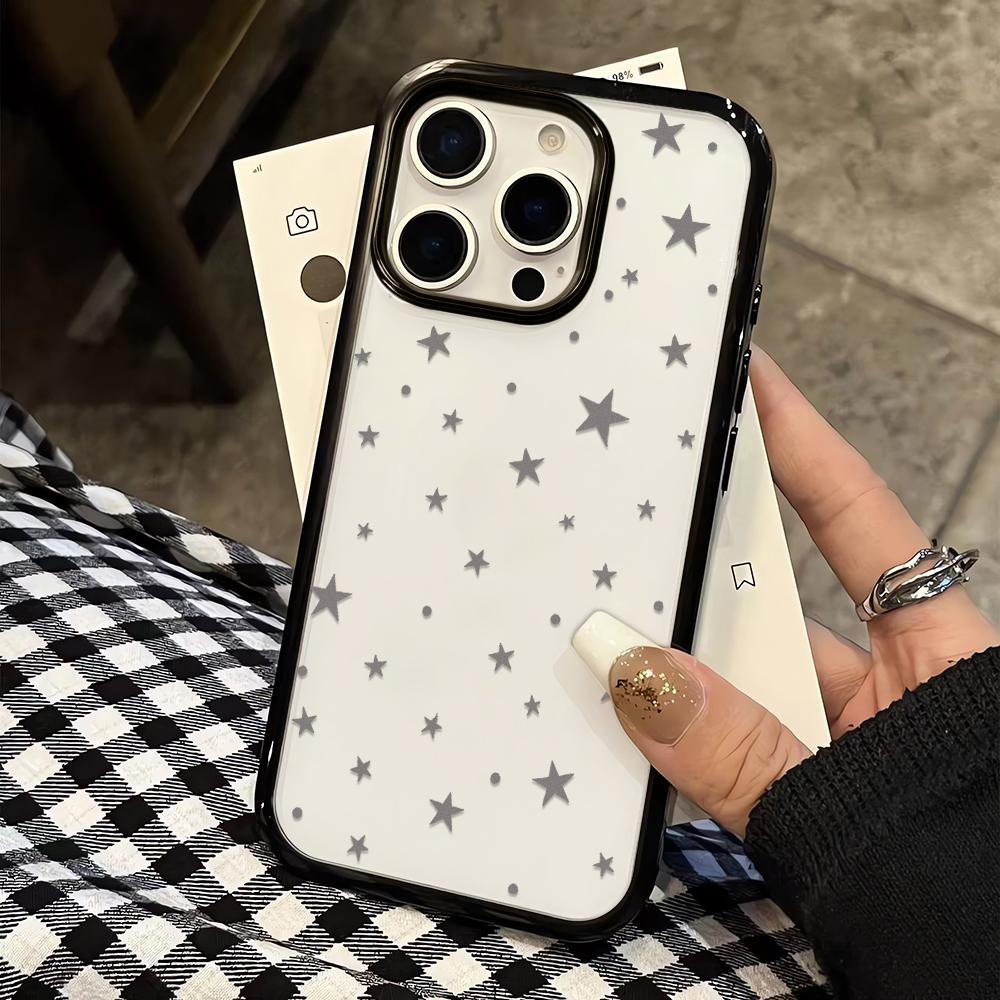 Серебряная Звезда Конфетный Цвет Силиконовый Чехол Для Iphone 11 13 12 15 17 Plus 14 16 Pro Max Яркий Мягкий На ощупь Задняя Крышка
