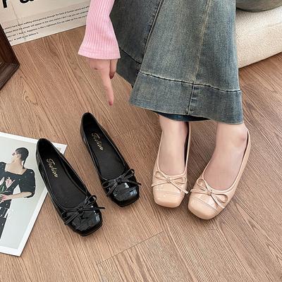 Однотонные туфли-лодочки, женские универсальные туфли для работы с бантом, нежные летние новые модные повседневные туфли не утомляют