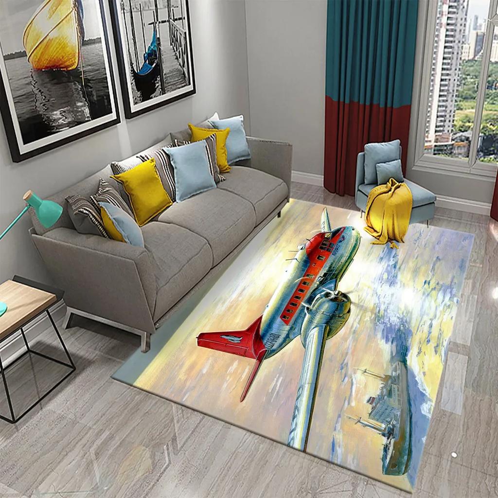 3D Красочный Ковер-картина маслом с самолетом для декора гостиной, спальни, коврики для ванной, кухни, нескользящий коврик для пола, ковры для домашнего декора