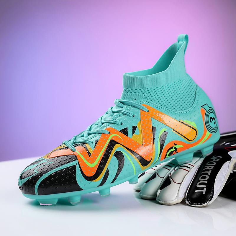 Мужские футбольные бутсы с длинными шипами и высокой лодыжкой, футбольные бутсы AG/TF, детские уличные бутсы для травы, футбольные бутсы, тренировочные спортивные футбольные бутсы